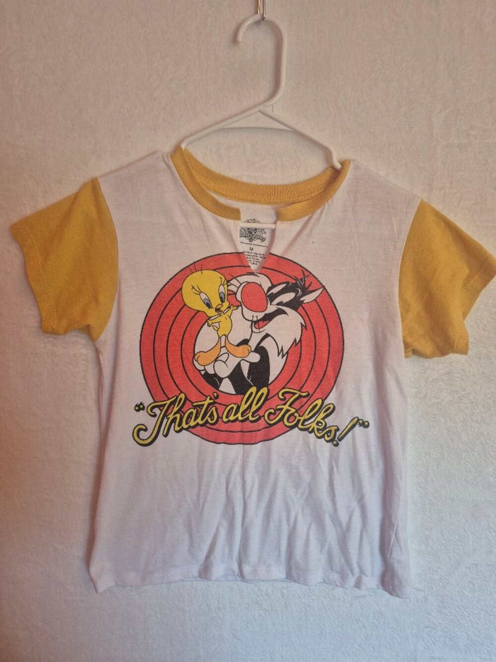 Looney Tunes Sylvester Tweety Ringer Baby Tee Cartoon Core Juniors M